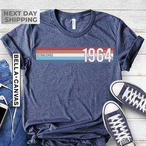 Mens 61st Birthday T-Shirt, Established 1964 Retro Strip, 61st Birthday Shirt, Vintage 1964 Birthday Gift Shirt, 61st Birthday Gifts for Men
