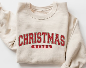 Retro Christmas Vibes Sweatshirt, Womens Christmas Sweatshirt, Holiday Sweater, Cute Christmas Sweatshirt, Christmas Crewneck