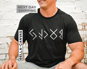 NAME in RUNES Viking T-Shirt, Personalized Futhark Runes Tee, Custom Norse Shirt, Unisex Viking Shirt, Norse Mythology Gifts, Viking Gifts