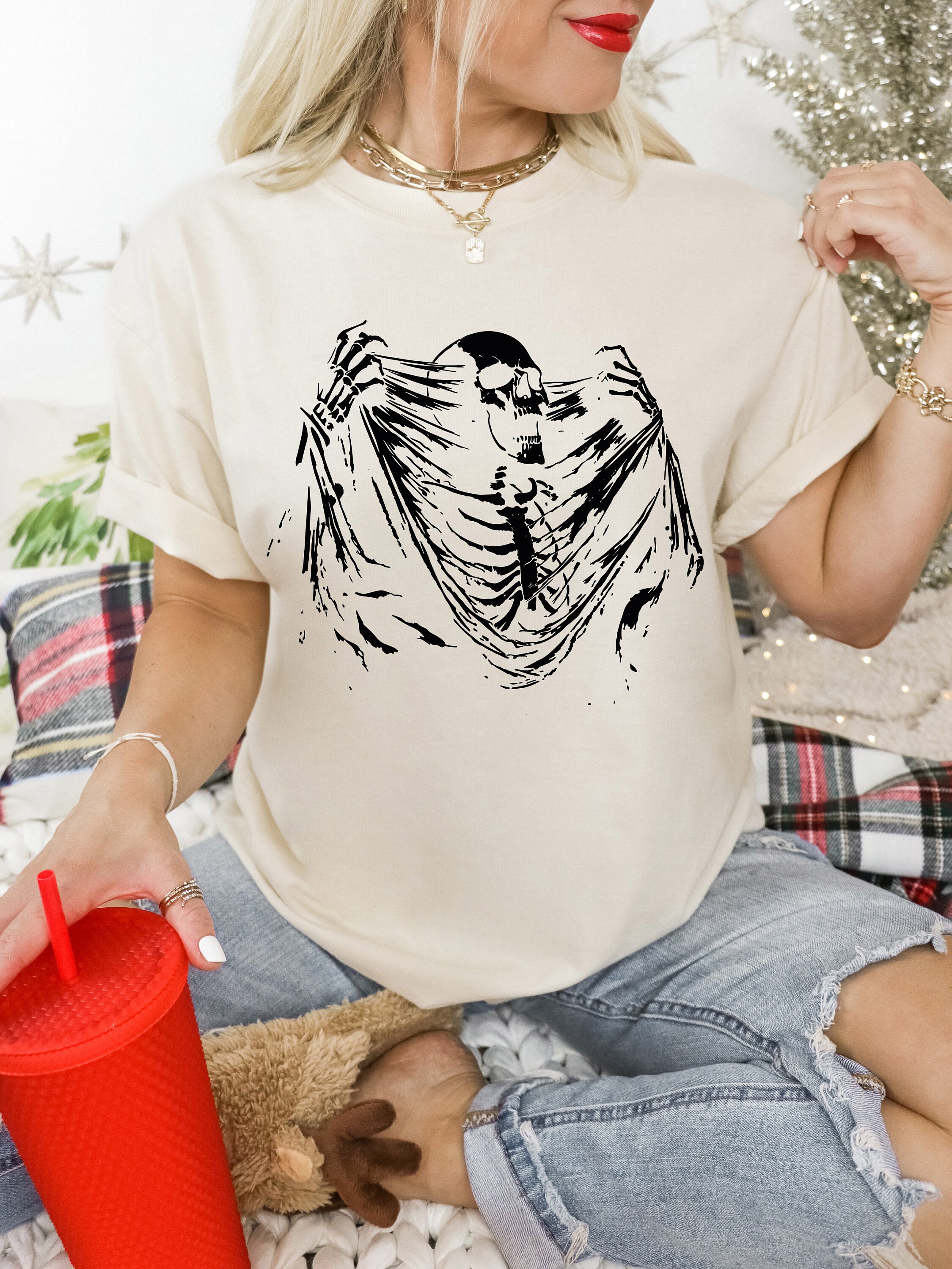 Skeleton Ripping Rib Cage Vintage 90s Graphic T-shirt, Rib Cage Shirt ...