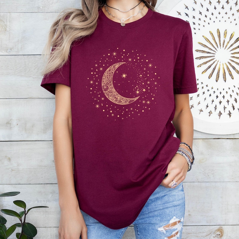 Mystic Moon Phase Shirt, Lunar Crescent Graphic Tee, Spiritual Astrology Top for Women, Celestial Shirt, Mystical Shirt, Spiritual Shirt
