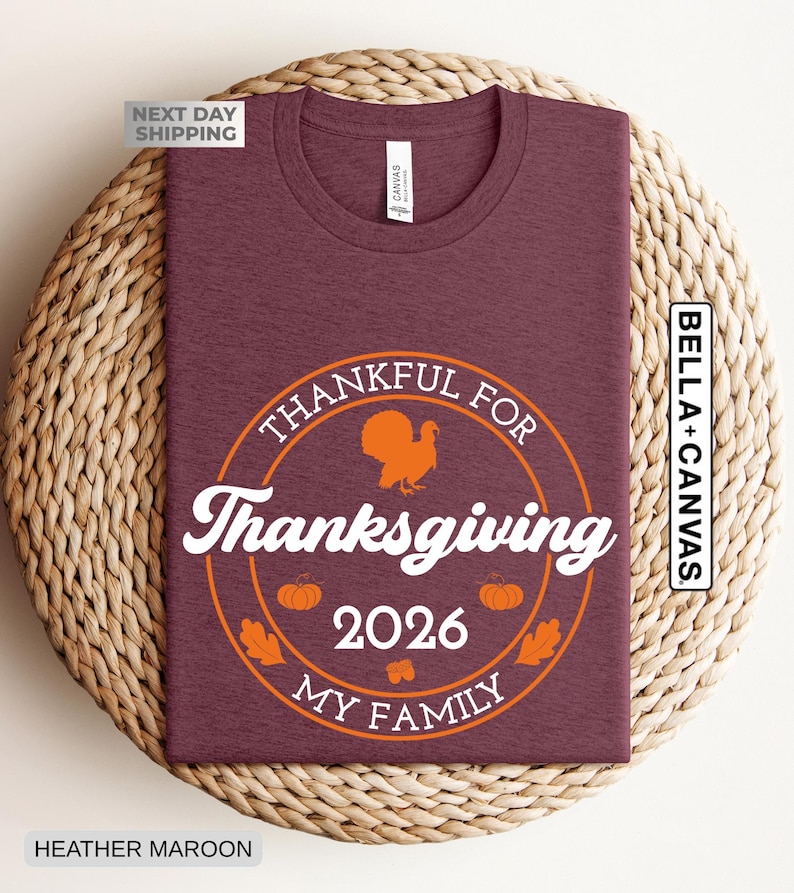 Custom Family Thanksgiving 2026 Matching Shirt, Personalized Family Thanksgiving Dinner Shirts, Autumn Family T-shirts, Pumpkin Season Shirt image 6