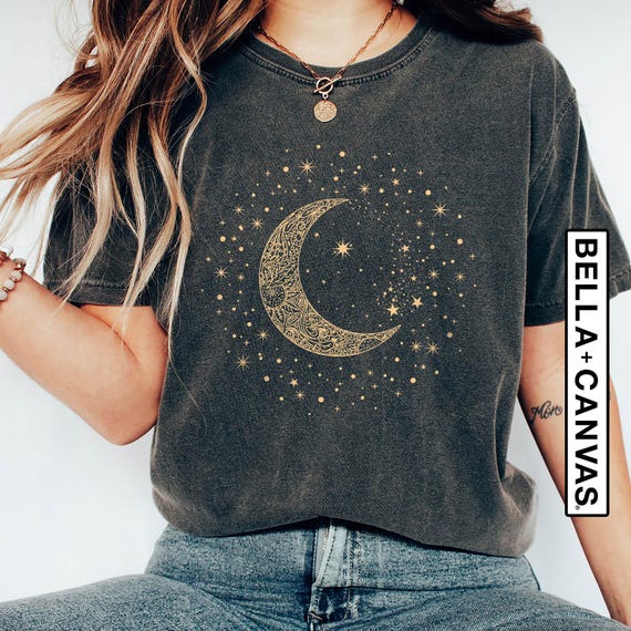 Mystic Moon Phase Shirt, Lunar Crescent Graphic Tee, Spiritual Astrology Top for Women, Celestial Shirt, Mystical Shirt, Spiritual Shirt