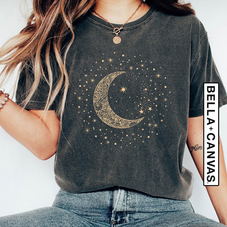 Mystic Moon Phase Shirt, Lunar Crescent Graphic Tee, Spiritual Astrology Top for Women, Celestial Shirt, Mystical Shirt, Spiritual Shirt