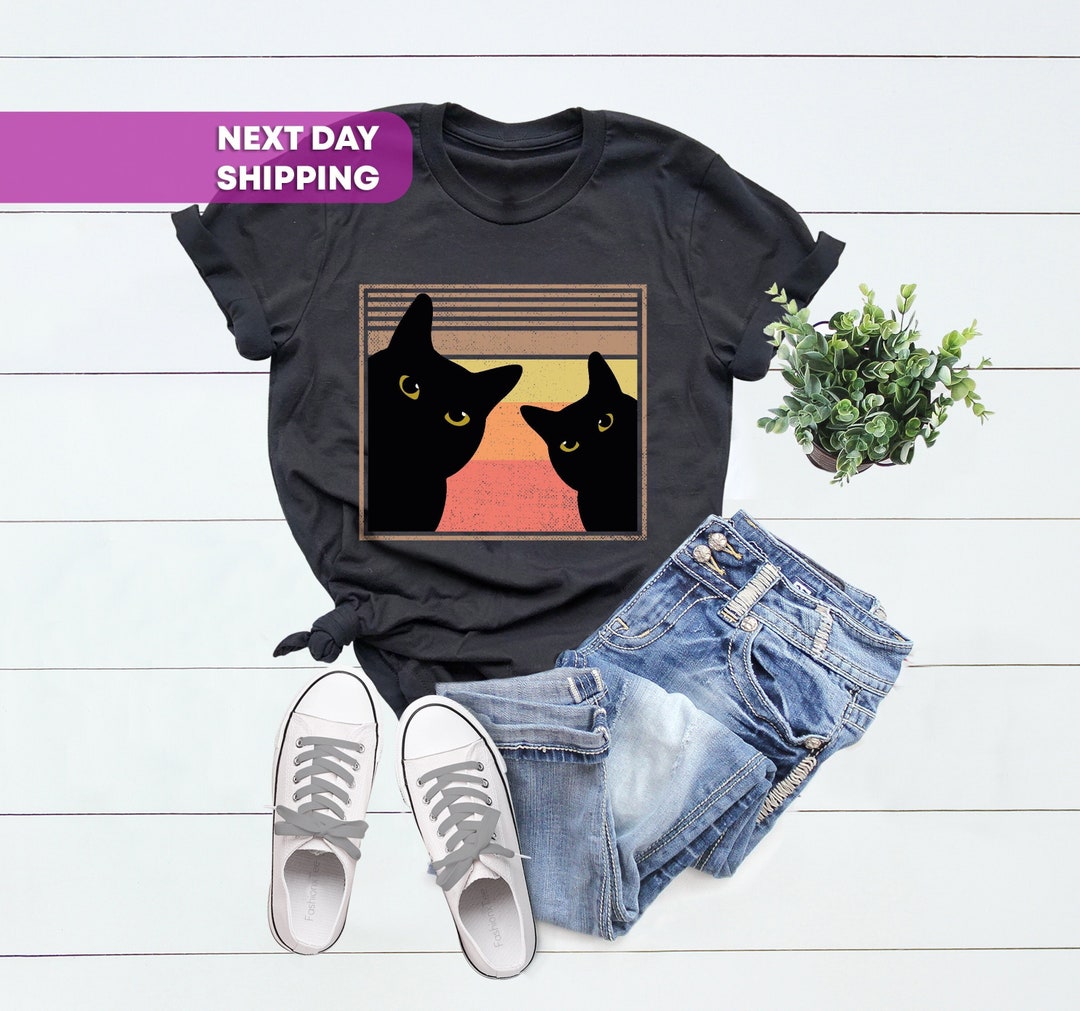 Retro Vintage Black Cats, 80s Style, Cat Owner Funny, Peekaboo Cat Dad ...