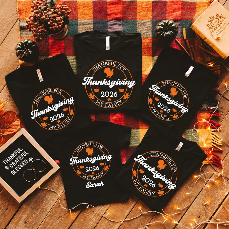 Custom Family Thanksgiving 2026 Matching Shirt, Personalized Family Thanksgiving Dinner Shirts, Autumn Family T-shirts, Pumpkin Season Shirt