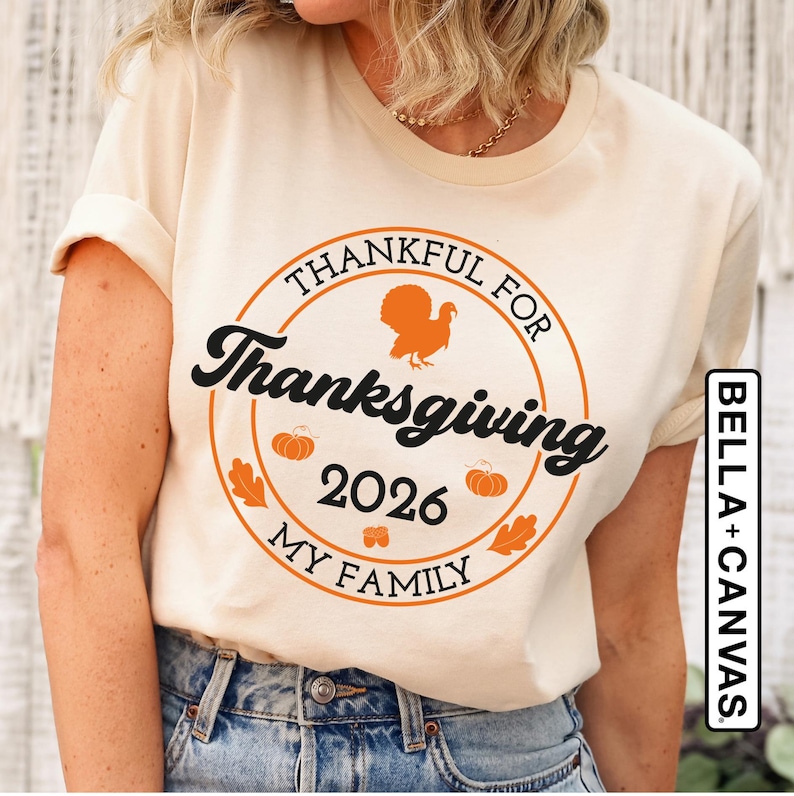 Custom Family Thanksgiving 2026 Matching Shirt, Personalized Family Thanksgiving Dinner Shirts, Autumn Family T-shirts, Pumpkin Season Shirt image 2