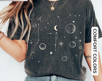 Starlight Comfort Colors® Shirt, Celestial Tee, Mystical Moon Shirt, Space Stars T-Shirt, Astrological Gift