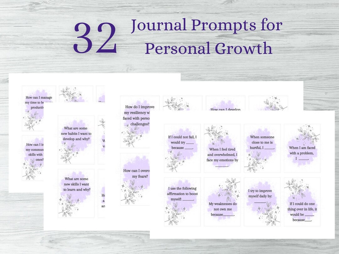 32 Printable Journal Prompt Cards for Personal Growth Digital Etsy