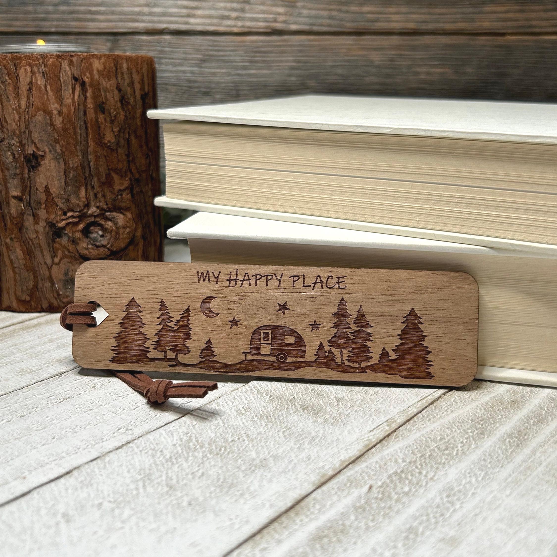 My Happy Place Camper Wooden Bookmark, Personalized Book Lover Gift ...