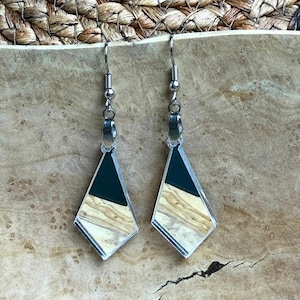 Geometric Silver Mirror Acrylic Earrings, Lightweight Modern Jewelry, Hypoallergenic Stainless Steel Hooks, Reflective Dangle Gift