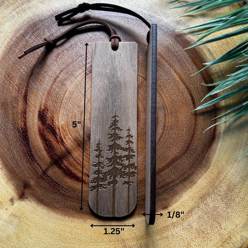 Custom Trio Pine Tree Wooden Bookmark, Laser Engraved, Personalized ...