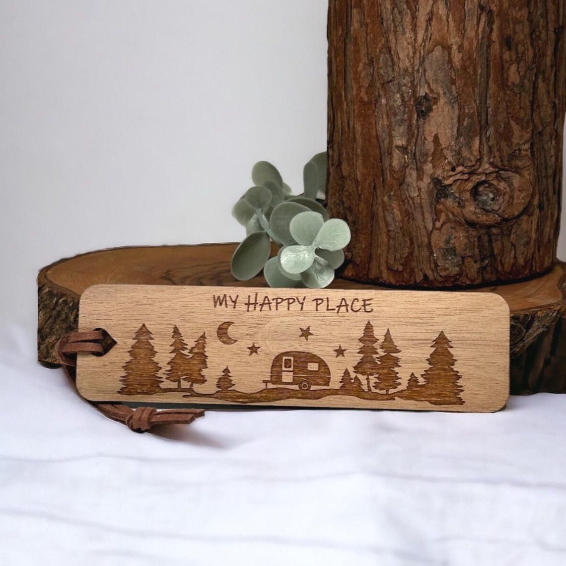 My Happy Place Camper Wooden Bookmark, Personalized Book Lover Gift ...