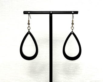 Black Teardrop Acrylic Earrings | Statement Earrings | Dangle Earrings | Lightweight | Laser Cut | Black Acrylic | Hypoallergenic Hooks