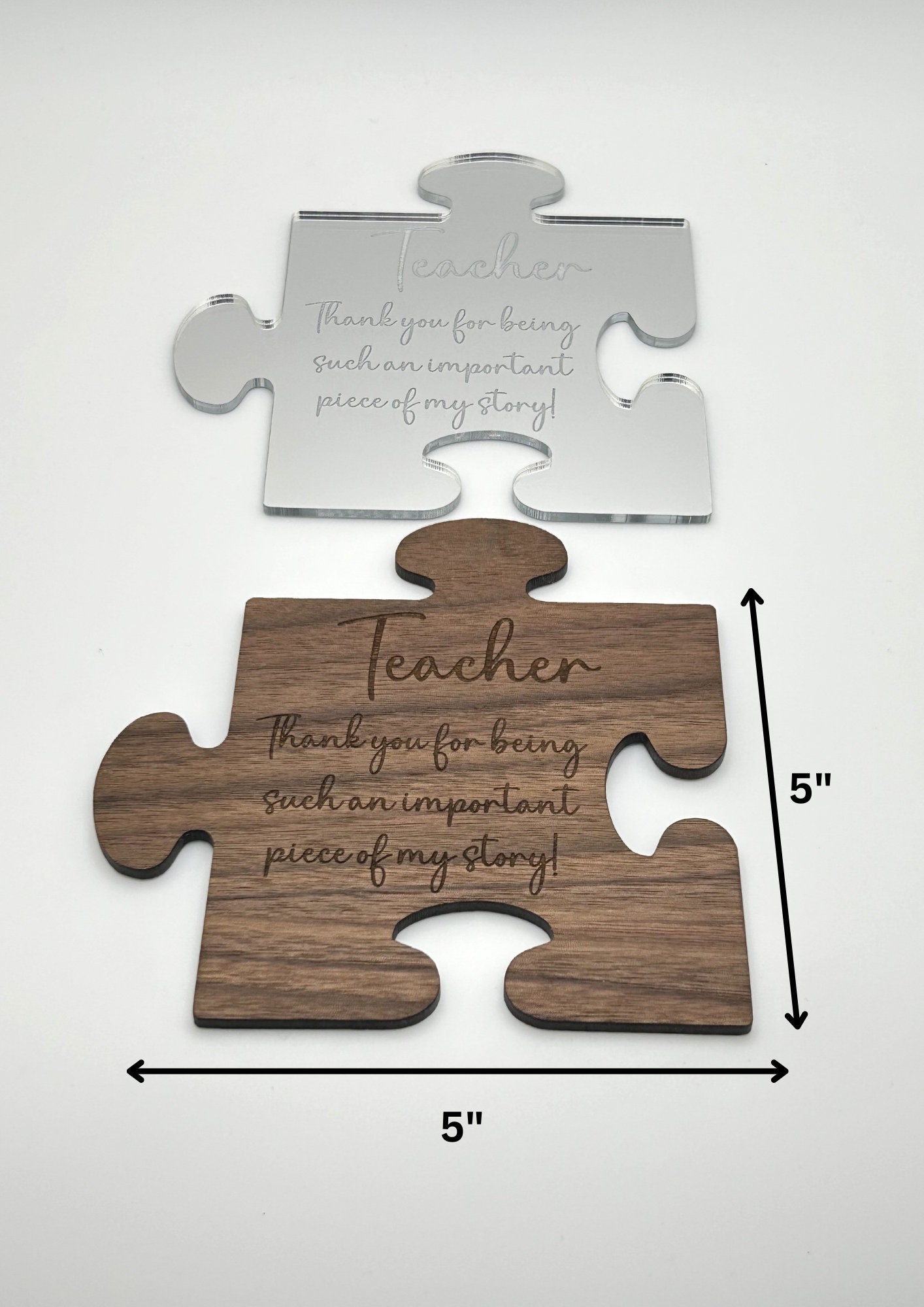 Custom Name Teacher Appreciation Puzzle Piece Sign With Easel, Walnut ...