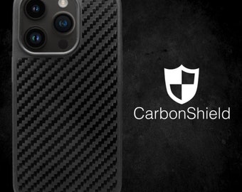 Custodia per iPhone in fibra di carbonio + protezioni per lo schermo gratuite - Tessuto twill 3K - Vera fibra di carbonio - CarbonShield
