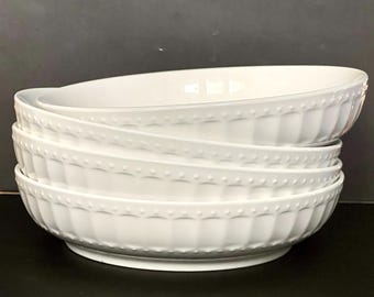 Gibson Designs Regalia White | Dinner Plates | 8" Round Vegetable Bowls