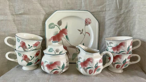 Mikasa Continental Silk Flowers Dinnerware | Salad Plates | Serving Bowl | Cup & Saucer