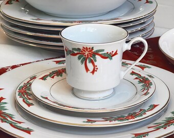 Buy Poinsettia Ribbon Fine China Butter Dish Dinner Plates
