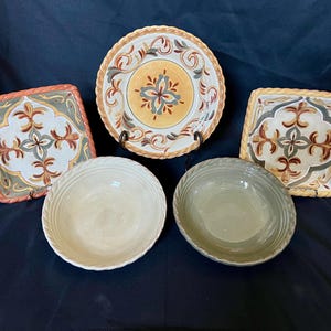 Artimino Tuscan Countryside and Sienna Stoneware | Dinner Plate | Salad Plate | Coupe Soup Bowl
