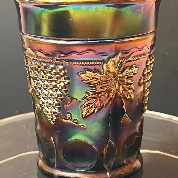 Northwood Grape and Cable Amethyst Carnival Glass Tumbler
