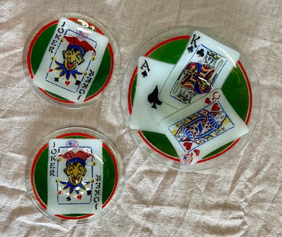 Peggy Karr Glass | Playing Cards Plates and Bowls - Etsy