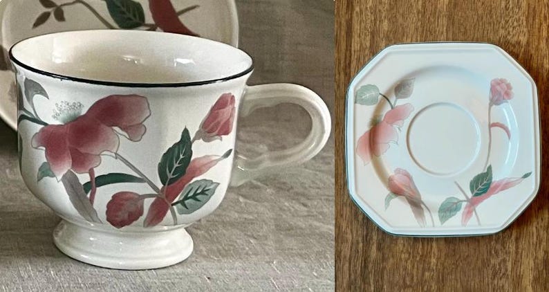 Mikasa Continental Silk Flowers Dinnerware | Salad Plates | Serving Bowl | Cup & Saucer Cup/Saucer