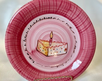 Pink Birthday Cake Slice Plates by Ruby