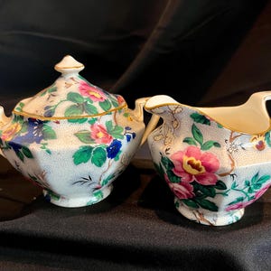 Crown Ducal Ware Ascot | Sugar Bowl | Creamer | Tea Cups