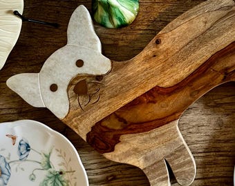 Anthropologie Frenchie Cheese Board: Acacia Wood & Marble