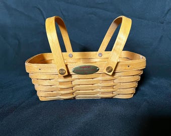 Vintage Longaberger Woven Memories Basket | Two-Handled Decorative Storage Basket
