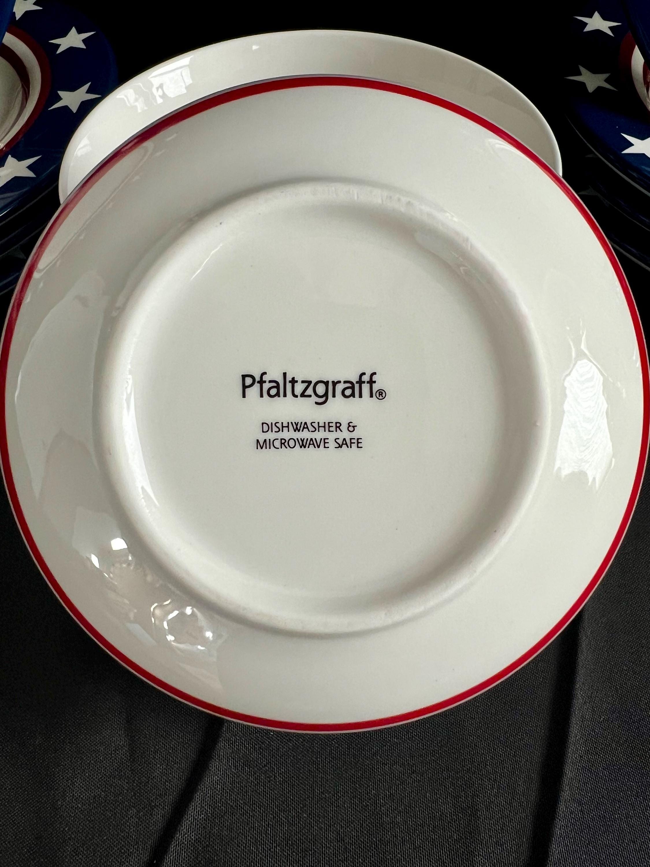 Pfaltzgraff Stars Stripes Serving Bowl, Luncheon Plate and