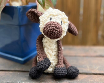 Handmade Crochet Lamb Stuffed Animal: Farmhouse Nursery Decor