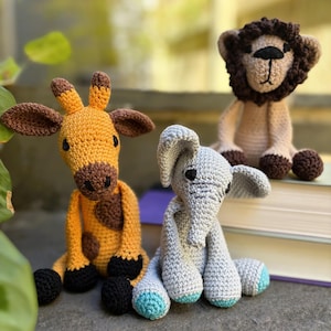 3-Pattern Bundle Crochet Safari Amigurumi, Cuddly Stuffed Animal Fun!