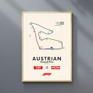 Minimale kaart Grand Prix van Oostenrijk | Red Bull-ringprint | Muurkunst F1 racebaan | Racesportposter | Digitaal motorsportdecor