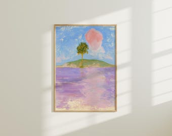 Pastel Island Wall Art: Dreamy Coastal Landscape Print (Digital Download)
