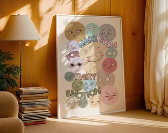 Emotional Awareness Poster: Feelings Chart, Mental Health Decor (Digital Print)