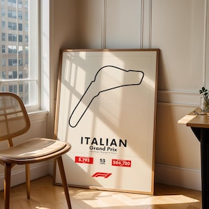 Minimal Italian Grand Prix Circuit Map | Monza Print | F1 Racing Track Wall Art | Racing Sport Poster | Motorsport Digital Decor