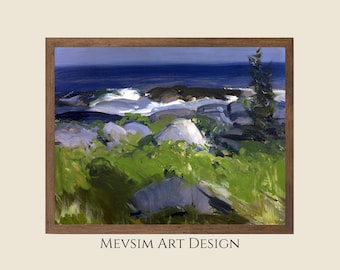 George Bellows - Vine Clad Shore-Monhegan Island, Realism Art, Expressionist, Plein-Air Painting, Etsy Digital Product