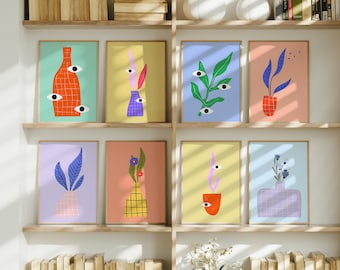 Abstract Vase Art Print Set | Modern Botanical Illustrations (Digital Download)