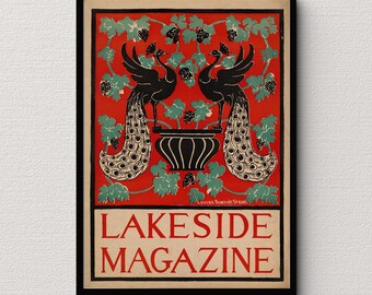 Art Nouveau Peacock Print: Lakeside Magazine Cover, Boston Public Library (Digital Download)
