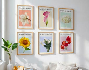 Floral Color Therapy Print Set | Botanical Wall Art, Therapy Office Decor (Digital Download)