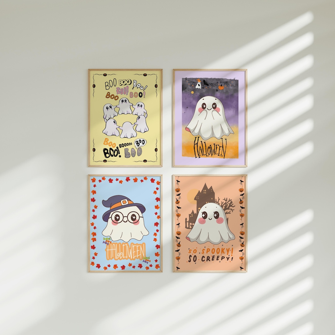 Pastel Ghost Print Set | Spooky Kids Halloween Decor (digital Prints ...