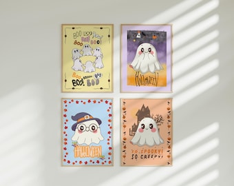 Pastel Ghost Print Set | Spooky Kids Halloween Decor (Digital Prints)