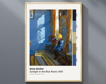 Anna Ancher Print: Sunlight in the Blue Room, Scandinavian Wall Art (Digital Download)