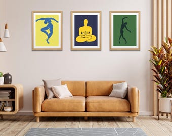 Abstract Yoga Poses Print Set: Minimalist Home Decor (Digital Download)