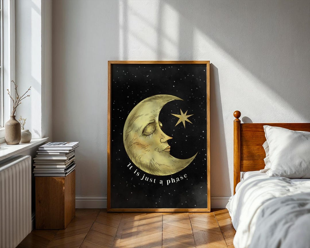 Crescent Moon Art Print | Celestial Night Sky Decor (digital Download ...