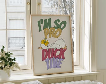I’m So Productive Duck Poster | Retro Typography Print| Modern Home Office Decor | Digital Download