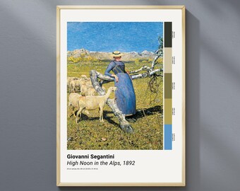 Segantini Alps Landscape Art Print: Symbolist Pointillism (Digital Download)