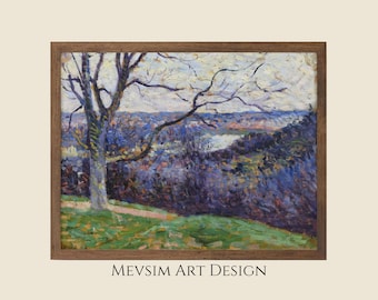 Maximilien Luce - The Loop of the Seine near Herblay, 1894, Neo-Impressionist, Landscape Painting, Etsy Digital Download